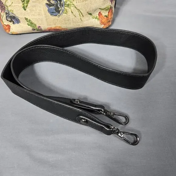Patricia Nash Leather Crossbody Bag Floral Newspaper Print Buckle Front Zip - Picture 10 of 13